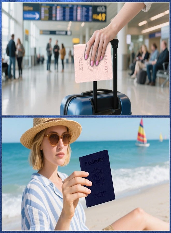 Linsuminn Passport Holder, Passport Holder for Travel, Travel Passport Holders Must Haves for Women Men, Passport Cover Passport Wallet Case Holders for Travels Cruise Ship Essentials, Dark Blue & Rose Gold - Image 5
